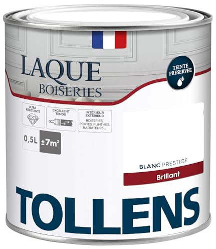 Tollens - Peinture, Laque, Ultra Résistante, Multisupport, Brillant Blanc, 0.5L = 7m2