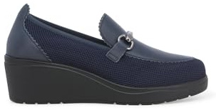 Melluso K53011 delef Blu Scarpe Donna Mocassino Zeppa Pelle Tessuto 38