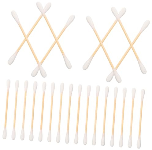 VALICLUD Envase 200 y para Maquillaje y Limpieza de Doble Punta Bambú Aplicador Fácil de Usar, Color Blanco Cuidado Personal y Limpieza Diaria