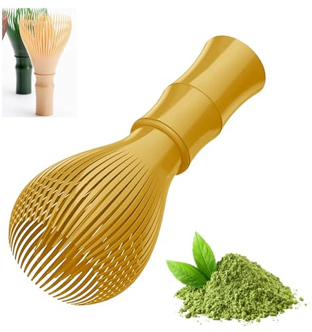 AOTISBAO Matcha-Schneebesen,PP HarzPP Harz Matcha Rührer, traditionelle handgefertigte japanische Matcha Tee Mixer Pinsel Mischwerkzeug Zubehör für Teezubereitung Matcha (Gelb)