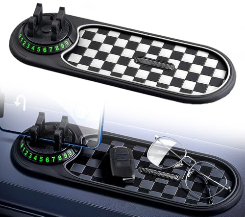 Support Téléphone Voiture, 2025 Multifonctionnel Porte Telephone Voiture avec Tapis Antidérapant, Rotation 360° Socles de Téléphone Portable pour Automobile Compatible avec Tous les Téléphones (Blanc)