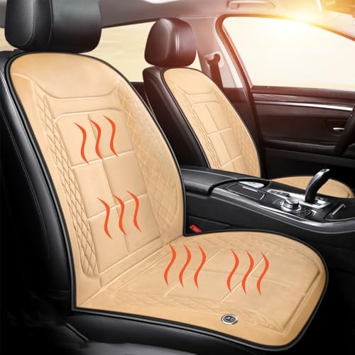 Möge Winter Sitzpolster Auto 2 Stück Fahrersitz Bequemer Sitzkissen Auto Universelles Autositzauflag Vordersitz Passend Warm Bequem Weich Plüsch zum Fahren im Winter, Universell Passend(Beige)