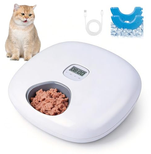 Pet Prime Automatischer Futterautomat für Katzen und Hunde, 6 Mahlzeiten, Digitaler Timer, 2 Kühlakkus, 1-4 Tage Frischehaltung, Intelligenter automatischer Feeder, Automatisierte Futterspender