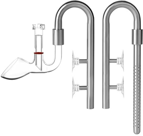 JARDLI Edelstahl Lily Pipe Set mit Skimmer – Hybrid Edelstahl & Glas Auslass – 360° Multi-Level Einlass für Aquascaping Aquarium – Garnelen- und Fischsicher (für 12/16 mm Schlauch (13 mm))