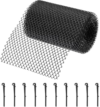 QUARKZMAN Rete Protettiva Per Grondaie In Plastica Rotolo 6 M X 180 Mm Griglia Di Protezione Con 10 Clip Nere Contro Foglie Rami Detriti