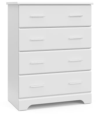 Storkcraft Brookside 4 Drawer Dresser (White) – GREENGUARD Gold Certified, Nursery Dresser for Kids Bedroom, Chest of Drawers