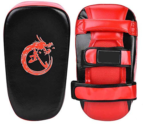 Keenso Taekwondo Schlagpolster, Kampfsport PU-Leder + Schaum Gebogene Handpratzen Taekwondo MMA Boxen Schlagkissen Kampfsprt Kickschild Taekwondo