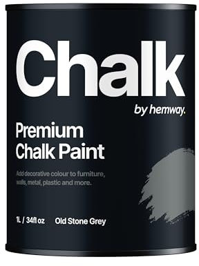 Chalk Paint Old Stone Grey Furniture Paint 1L, Matt Finish Shabby Chic, Chalk Furniture & Walls, Quick Dry & 1 Coat, Hemway