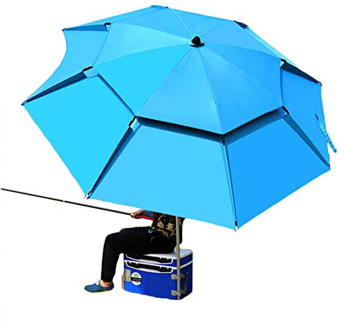 Strand Angeln Falten Regenschirm Outdoor Universal Doppelschicht Belüftung Atmungsaktive Regenschutz Sonnenschutz Anti-UV Sonnenschutz Camping Markise,2m