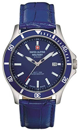 Swiss Alpine Military 7022.1 Montre pour homme, à quartz analogique, en cuir
