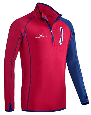 Black Crevice Herr microfleece dragkedja skjorta andra lager, blood röd/stål blå, 3XL, Blodröd/stålblå, M
