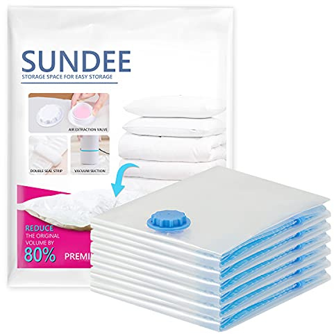 Vacuum Storage Bags, 6 Pack Small ReUsable Sealer Bags for Travel Packing Space Saving (40 x 60cm ）