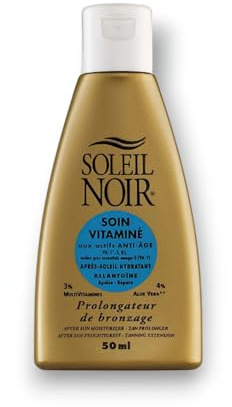Soleil Noir - Soin Vitaminé Après-Soleil Hydratant - Prolongateur de Bronzage - Actifs Anti-Âge & Hydratants - Aloe Vera, Vitamines C & E - Fabrication Française - 50ml