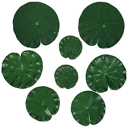 Molain Artificial Lotus Leaves, 8 Pieces Lily Pads Floating Foam Lotus Leave Realistic Water Lily Pads for Home Garden Ponds Pool Aquarium Fish Tank Landscape Decoration