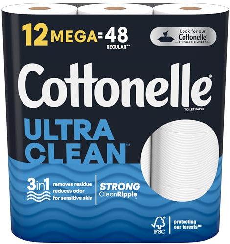 Cottonelle® CleanCare 2-Ply Bathroom Tissue, 3 x 3-7/8, White, 312 Sheets Per Roll, Pack Of 12 Rolls