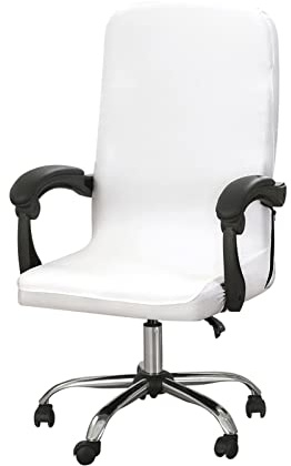 Jaotto Copertura per sedia da ufficio in spandex coprisedia lavabile rotante universale per braccioli per computer, bianco