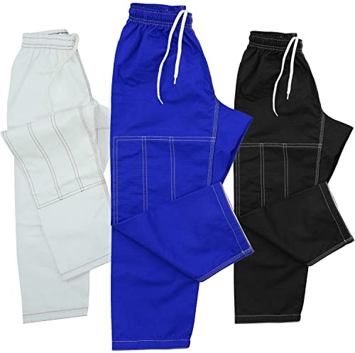 Roar Kids Brazilian Jiu Jitus Gi Pants BJJ Kimono Pants MMA Grappling BJJ Gi Pant Martial Arts and Kick Boxing (C0, Blue)