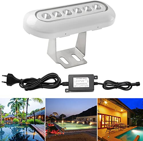 CHNXU 1er Set LED-Unterwasserleuchte Teichbeleuchtung 800LM 12W Aquarium-Licht Unterwasserlicht Wasserdicht IP68 - Unterwasserbeleuchtung für Pool Teich Pflanzendeko mit 12V Netzteil, Warmes Weiß
