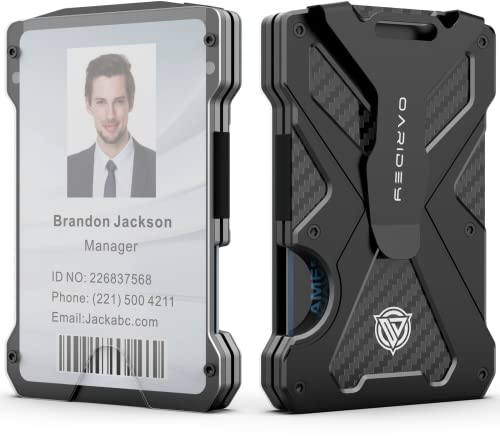 Oaridey Men's Ultra-Thin Aluminum Wallet with RFID Blocking, Black, 15 Card Slots