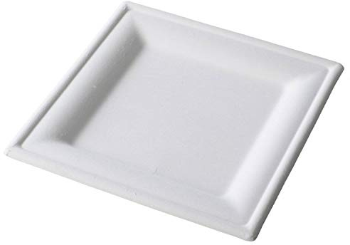 SHOBI 100 Piatti Piani Quadrati 26x26 cm Monouso in polpa di Cellulosa Piatto interamente Biodegradabile e Compostabile
