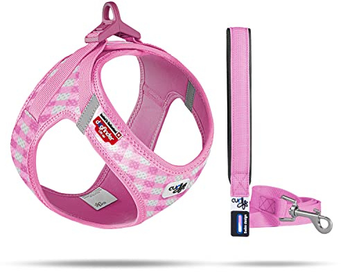 Vest Harness curli Clasp Air-Mesh Pink-Caro XS & Leash M