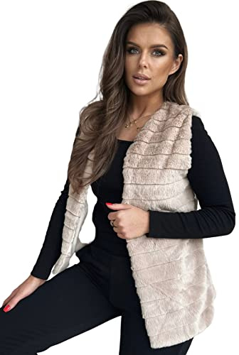 Och Bella Weste für Damen, Weich und Flauschig, Kurze Fellweste, Perfekt für Kältere Tage, Stylische Damen Weste, Befestigt mit Haken, Weste für Frauen mit Satin-Futter