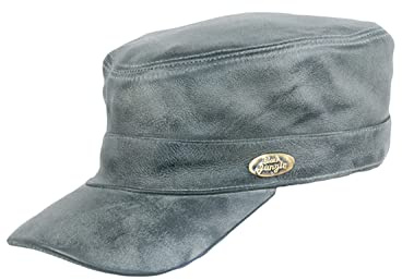 Black Jungle Castro Army Leder Cap - Military Biker Kappe, One-Size