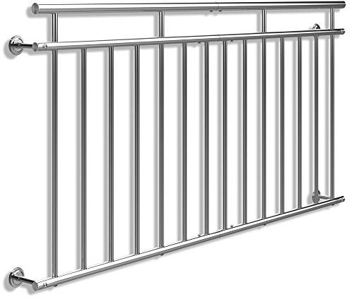 MONZANA® Balustrade de balcon français 184 cm acier inoxydable main courante garde-corps sécurité fenêtre barreaux