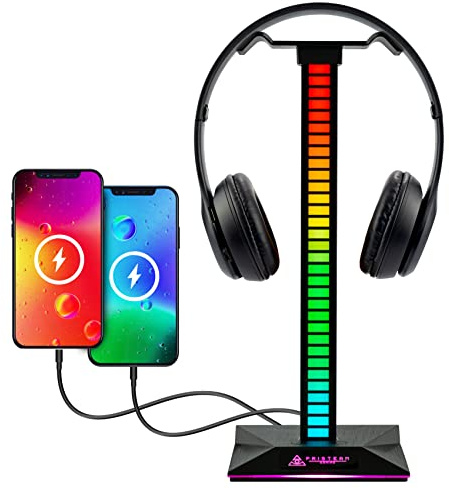 PrisTeam Gaming Kopfhörerständer und USB-Hub – RGB-Headset-Ständer PC-Schreibtischzubehör für Gaming – funktioniert mit PC, Xbox, Playstation und Nintendo – Gaming-Kopfhörer-Halter – Gaming-Zubehör
