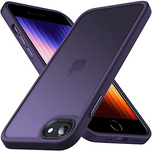 Anqrp Matt Zero Serie für iPhone SE Hülle 2022 dünn [Militärischer Schutz & Kameraschutz] Transluzente Schutzhülle Kratzfest Stoßfest Robuste Handyhülle für iPhone SE Case 2020, Dunkelviolett