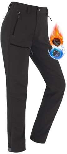 Vzteek Damen-Wanderhose-Thermohose-Skihose-Schneehose-Softshellhose-Wasserdicht Winter Warm Gefüttert Arbeitshosen Regenhose Trekkinghose Outdoor Hosen für Damen Cargohose (Dunkelgrau,3XL)