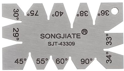 QUARKZMAN Vis Filetage Jauge Coupe Angle Jauge Gabarit 29° à 90° Plusieurs Angles Inox Acier Tours Mesure Outil, 2mm Épaisseur