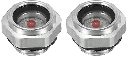 PATIKIL Aria Compressore Olio Mirino Vetro, 2pz M16*1,5 Maschio Filettatura Alluminio Lega Olio Liquido Livello Indicatore Aria Compressore Parti con O-ring
