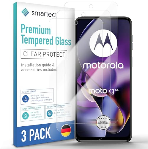 smartect Vetro Temperato 3 Pezzi per Motorola Moto G54 5G | Schermo Protettivo HD Anti Graffio, Pellicola Protettiva Senza Bolle, 0.3 mm Ultra Trasparente, Durezza 9H, Ultra Resistente