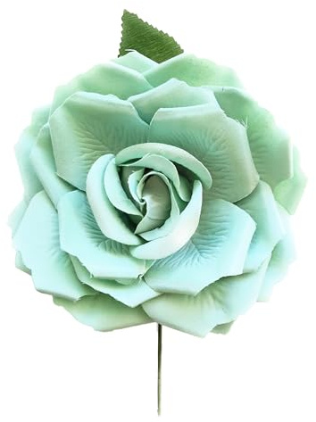 Fiore Fiamminga Grande Ornamento di Capelli Fiore Tipico Ballo Fenicottero, Fiere di Aprile e Romeries Fiori Fiamminghi per il Vestito Fenicottero, Fiore Fiamma Verde Menta Ø19cm