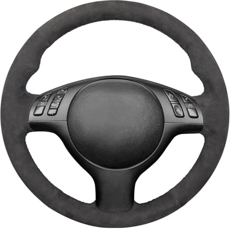 MEWANT Passgenauer Lenkradbezug zum Nähen für BMW M3 | BMW 3er E46 / 5er Serie 2004-2005 / 5er E39 2002-2003 / M3 2001-2006 / M5 2000-2003 Atmungsaktiv Für Beheizte Lenkräder
