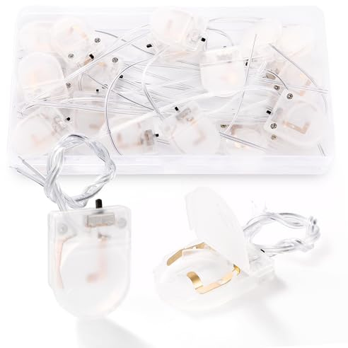 KUOQIY 20 Stücke 1 x 3V Knopfzelle Batterie Halter, CR2032 Batteriehalter, CR2032 Knopfzellen-Batteriehalter Sockel Box Clip Gehäuse mit An-/Ausschalter Kabel, Transparent