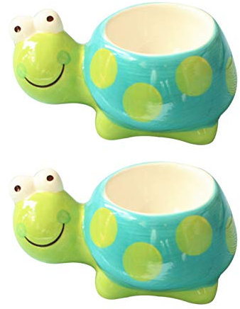 QTANZIQI Delizioso Set di portauova in Porcellana per Bambini con Auto Verde - Set di 6 (Colore Tartaruga, Opzione 2 Pezzi) Silk Pillowcase