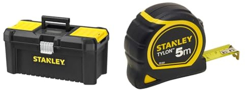 Stanley STST1-75518 Boite À Outils Plastique avec 2 Organiseurs Sur Le Couvercle & 1-30-697 - Mètre Tylon Bi matière 5m X 19mm - Ruban Anti-Corrosion - Blocage Du Ruban