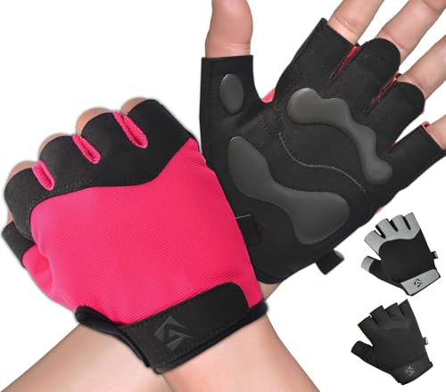 AQF Guanti Palestra Uomo e Donna - Antiscivolo Imbottito Presa Protezione Guanti Da Fitness - Elastico Traspirante Sollevamento Pesi Guanti - Powerlifting Allenamento Calisthenics Gloves (Rosa, S)