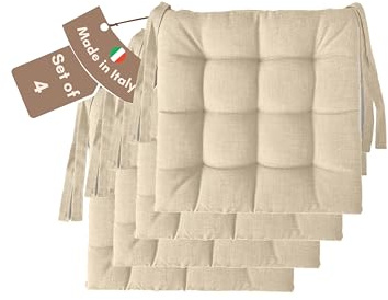 Il Tuo Artigiano Design Set 4 o 6 Cuscini per Sedie da Cucina Made in Italy - Cuscini Sedie Cucina set da 6 40x40 cm spessore 6 cm - Imbottiture in Spugna e morbido acrilico (4, Avorio)