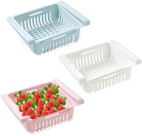 katmerio Cassetti per frigorifero, 3 pezzi, cestello per frigorifero, estraibile, organizer per frigorifero