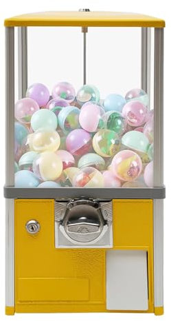 Kaugummiautomat,Kommerzieller Kaugummiautomat,Kommerzieller Bonbonspender,Runder Kapsel Springball Spender,Kapselautomat mit Schlössern für Kapselspielzeug, für Einzelhandelsgeschäfte(Yellow,10 PENNY/