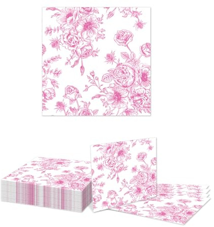 GlamRays 20 Stück Servietten Blumen Rosa für Geburtstag Hochzeit Tischdeko Garten 33x33cm