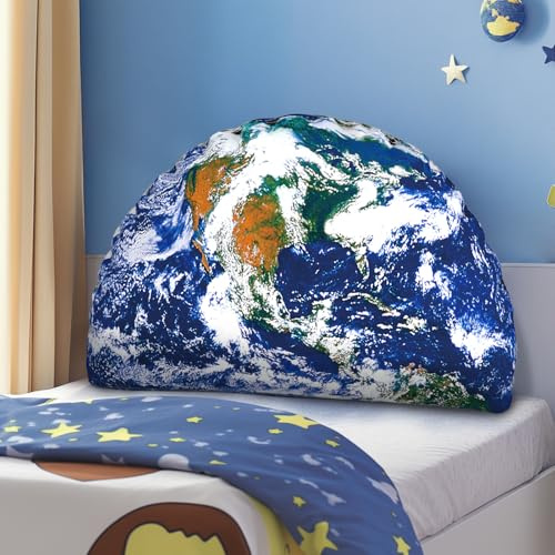 LELEFIDO Kopfteilkissen für Kinder, waschbares Fell-Lese- und Bettruhekissen, Rückenstützkissen zum Sitzen im Bett, Bettwäsche-Geschenk für Teenager, Jungen und Mädchen (Jupiter) (Erde)