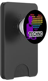 DJ con tocadiscos y corazón, tambor y bajo, tecno PopSockets PopWallet para MagSafe