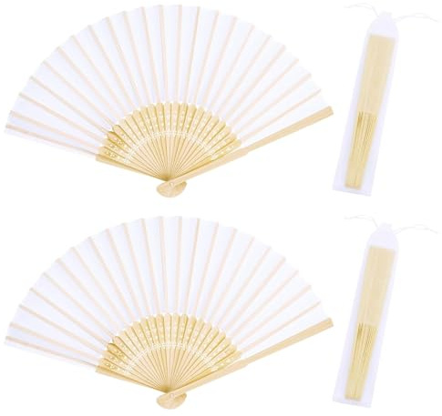 2 Stück Fächer,Handfächer,Faltbare Fächer | Klein Handfächer aus Stoff für eine Abkühlung im Sommer,Chinesischer Fächer for Leistung,Sommer Party,tanzende,Hochzeits