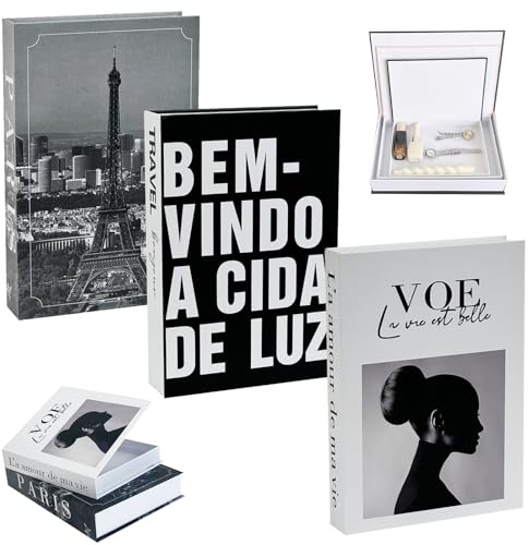 CHENBOOW Livre Decoration,3 Pièces Faux Livre Déco,Beaux Faux Livres,Livres Décoratifs pour la Décoration de la Maison,Faux Livre Boite de Rangement,pour Maison Salon Tables Basses