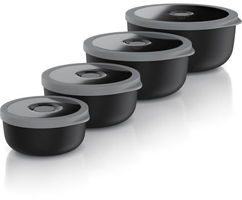 Arendo - Lot de 4 boîtes de conservation avec couvercle - Saladier - Bol mélangeur - Set de bols en différentes tailles - Convient pour un usage alimentaire - Passe au lave-vaisselle et au micro-ondes