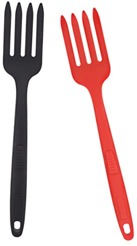 Warmhm Fourchette Cuisine en Silicone 2pcs, Surface Lisse et Résistante, Fourchette Portable pour Pâtes et Salades, Réutilisable et Ergonomique